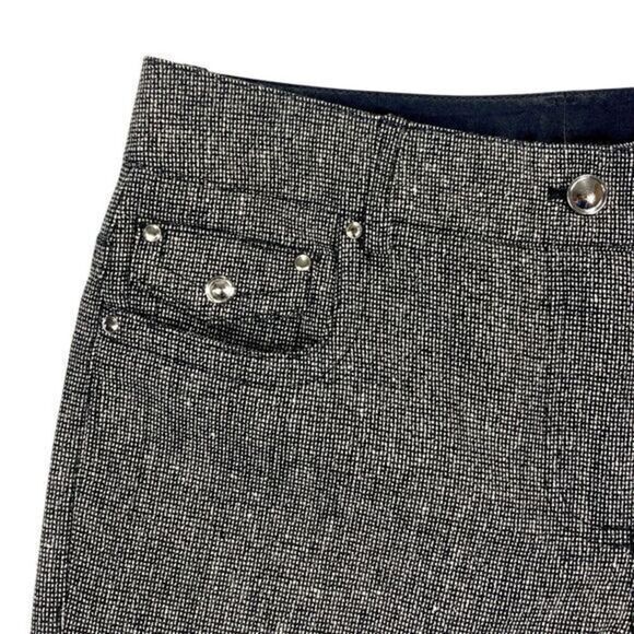 Per Se Pants Womens Sz 6 Tall Black White Shimmer Wool Straight Leg Flap Pockets - Picture 3 of 14